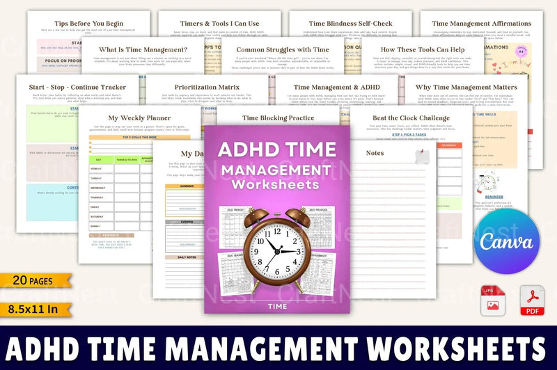 Effective ADHD Time Management Worksheets - CraftNest - Digital Crafting and Art