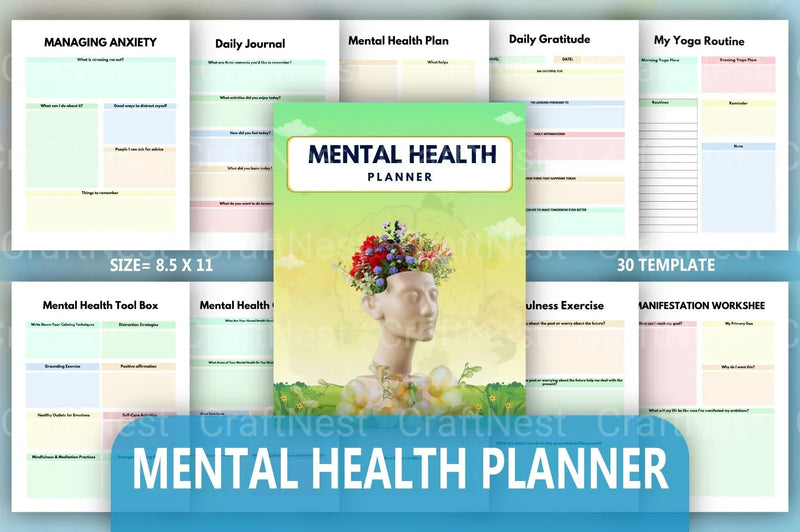 Mental Health Planner for Improved Well-being - CraftNest - Digital Crafting and Art