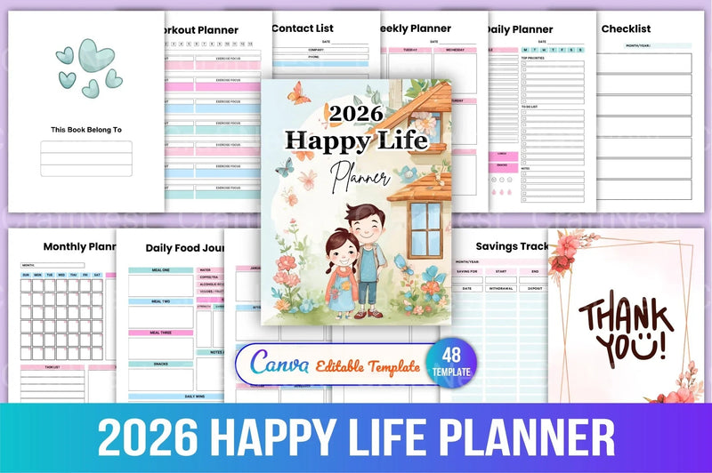 Happy Life Planner for Daily Inspiration - CraftNest - Digital Crafting and Art