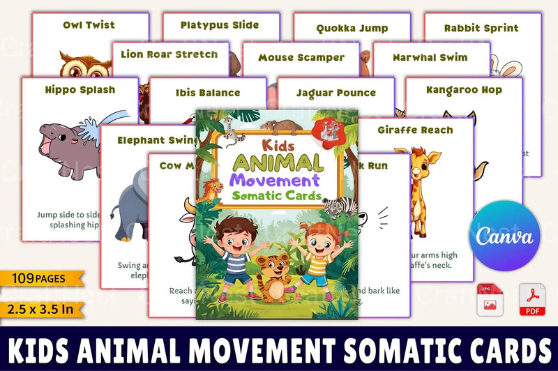 Kids Animal Movement Somatic Cards for Fun and Learning - CraftNest - Digital Crafting and Art