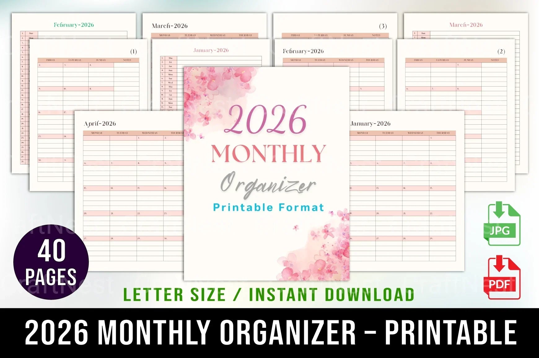 Monthly Organizer Template - CraftNest - Digital Crafting and Art