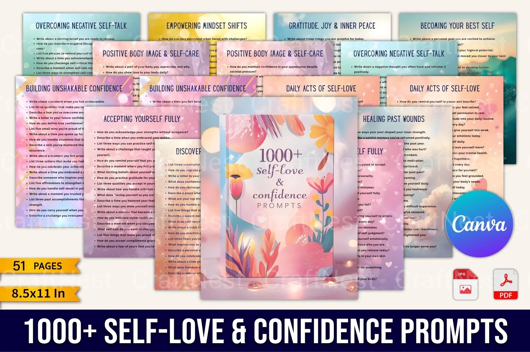Self Love Confidence Prompts for Personal Growth - CraftNest - Digital Crafting and Art