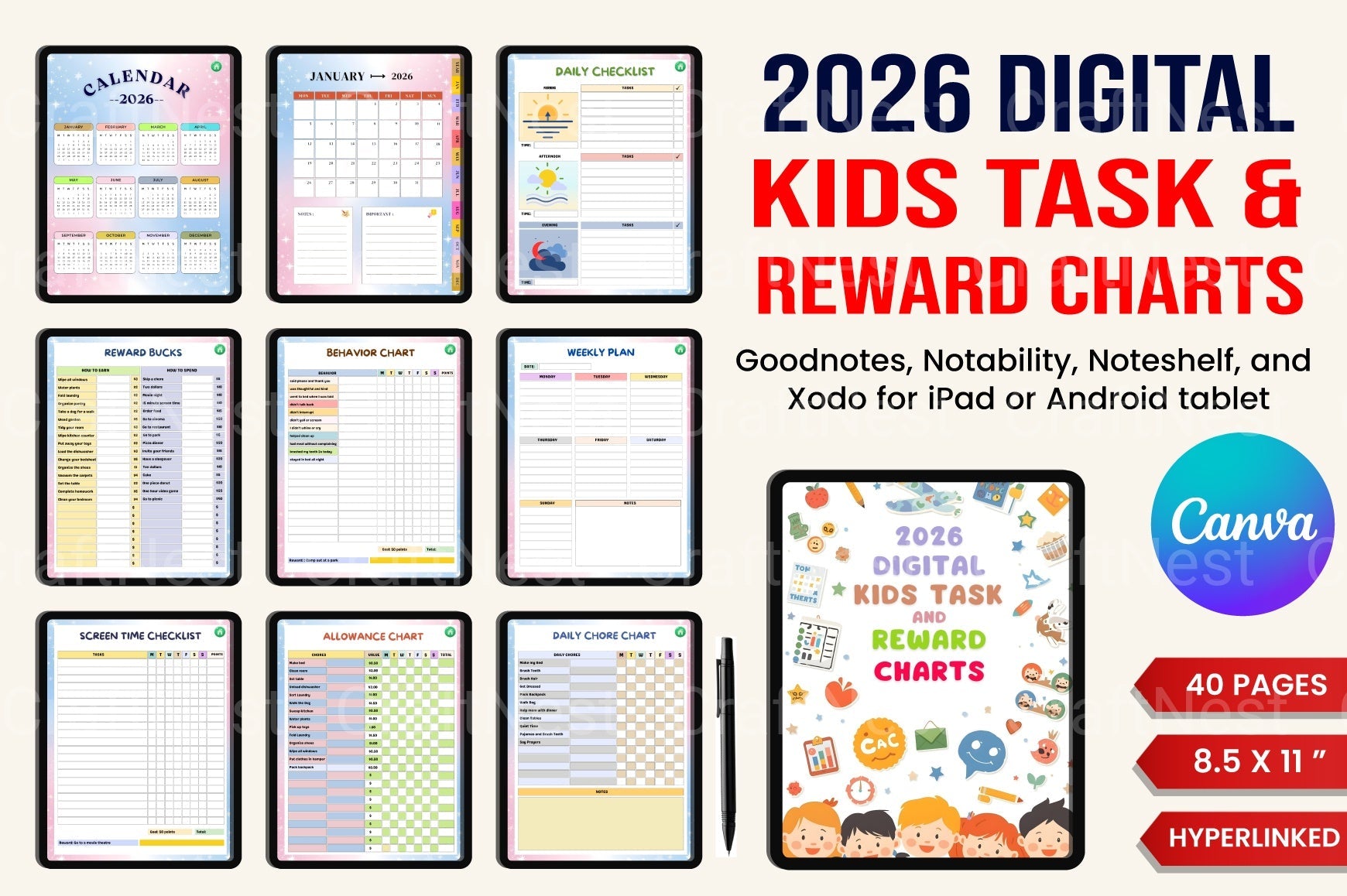 Kids Task Reward Charts for Motivation and Organization - CraftNest - Digital Crafting and Art