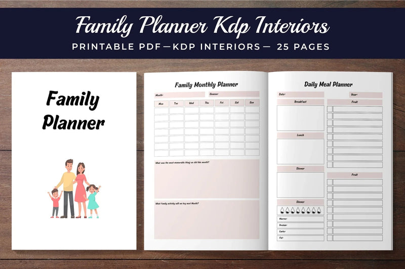 Family Planner KDP Planner - CraftNest - Digital Crafting and Art