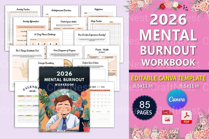 Mental Burnout Workbook: Overcome Stress and Rejuvenate - CraftNest - Digital Crafting and Art