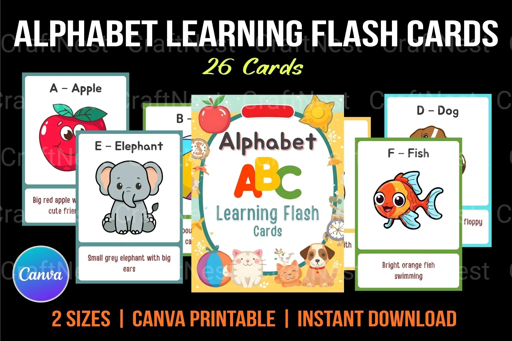 Alphabet Learning Flash Cards for Kids - CraftNest - Digital Crafting and Art