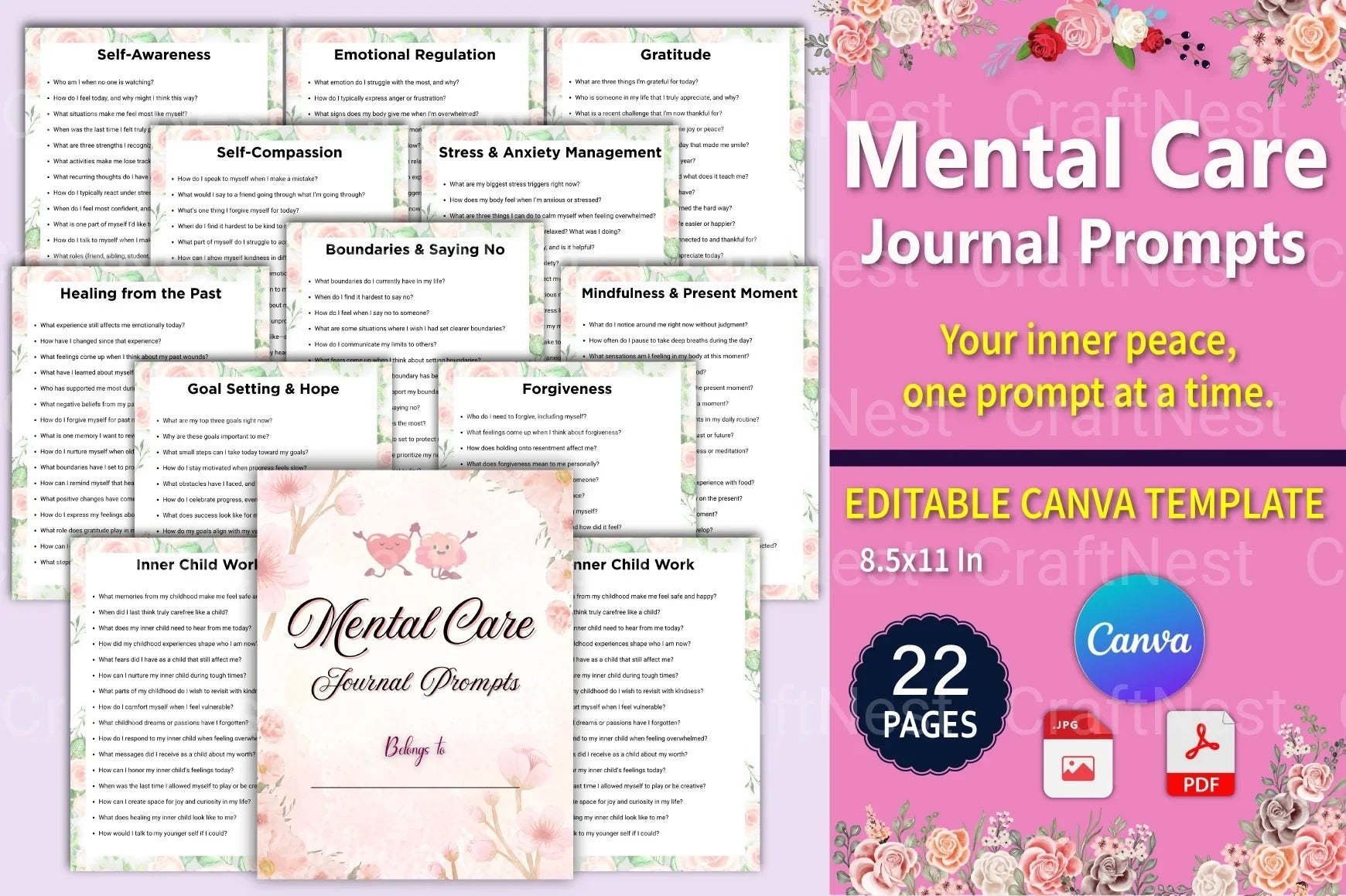 Mental Care Prompts for Wellbeing - CraftNest - Digital Crafting and Art