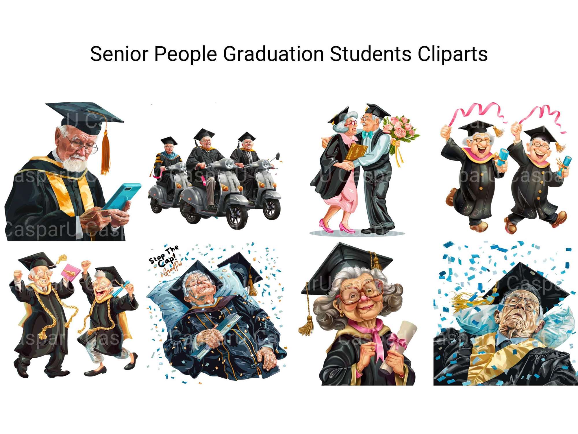 Senior People Graduation Students Clipart