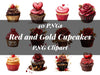Valentines Day Red and Gold Cupcakes Clipart