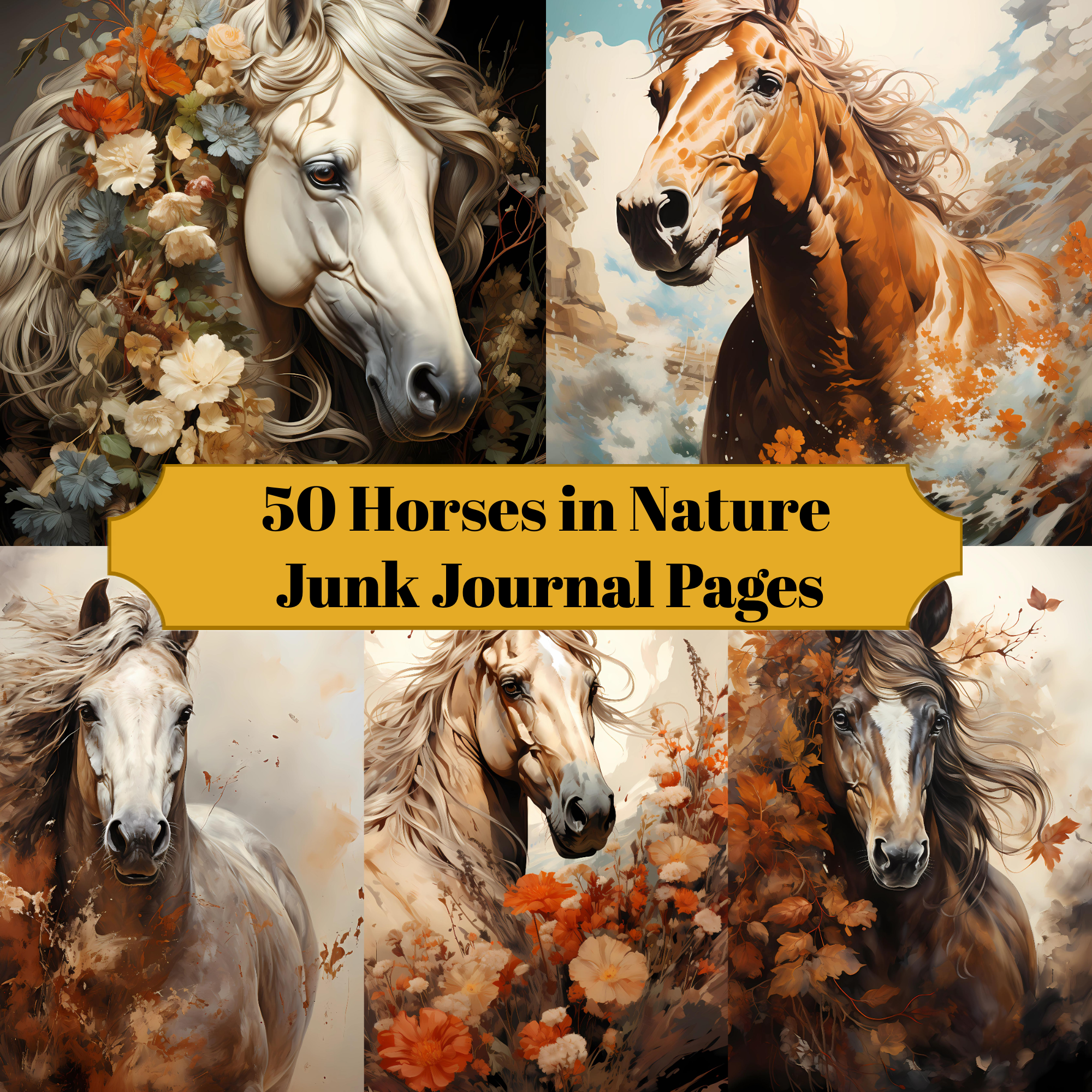 Horses In Nature Junk Journal Pages
