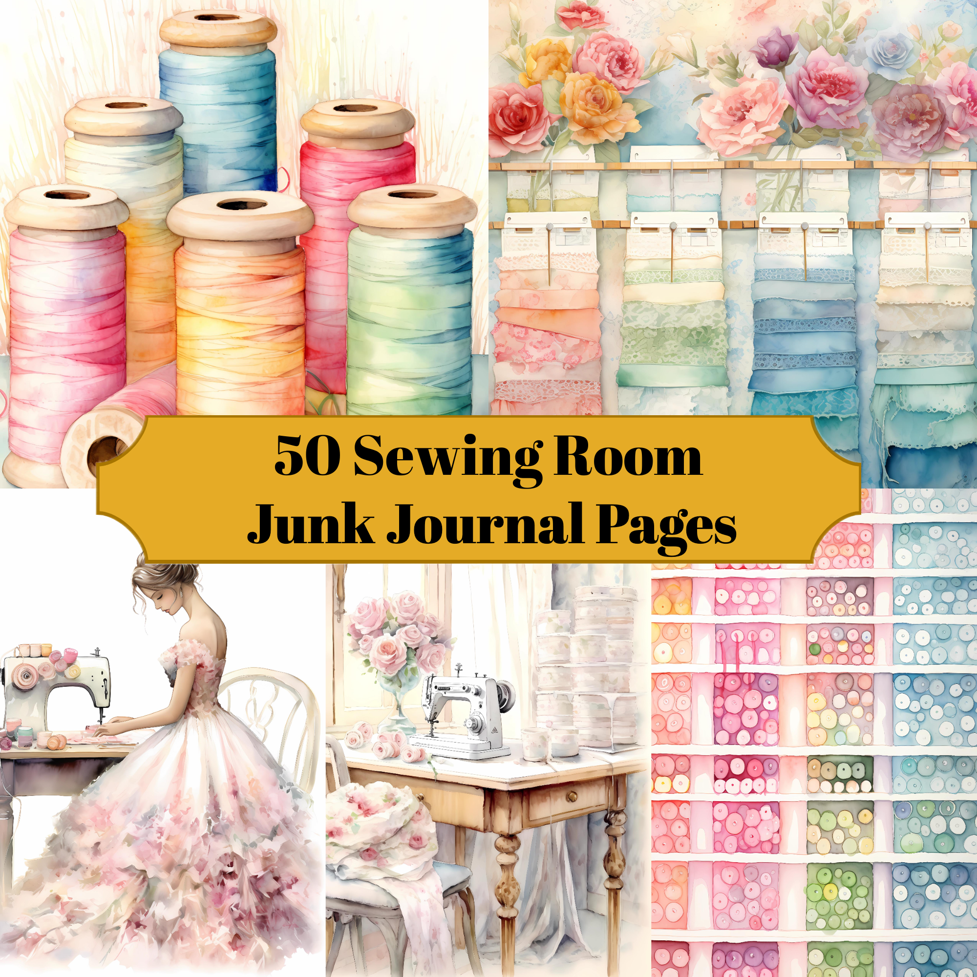 Sewing Room Junk Journal Pages