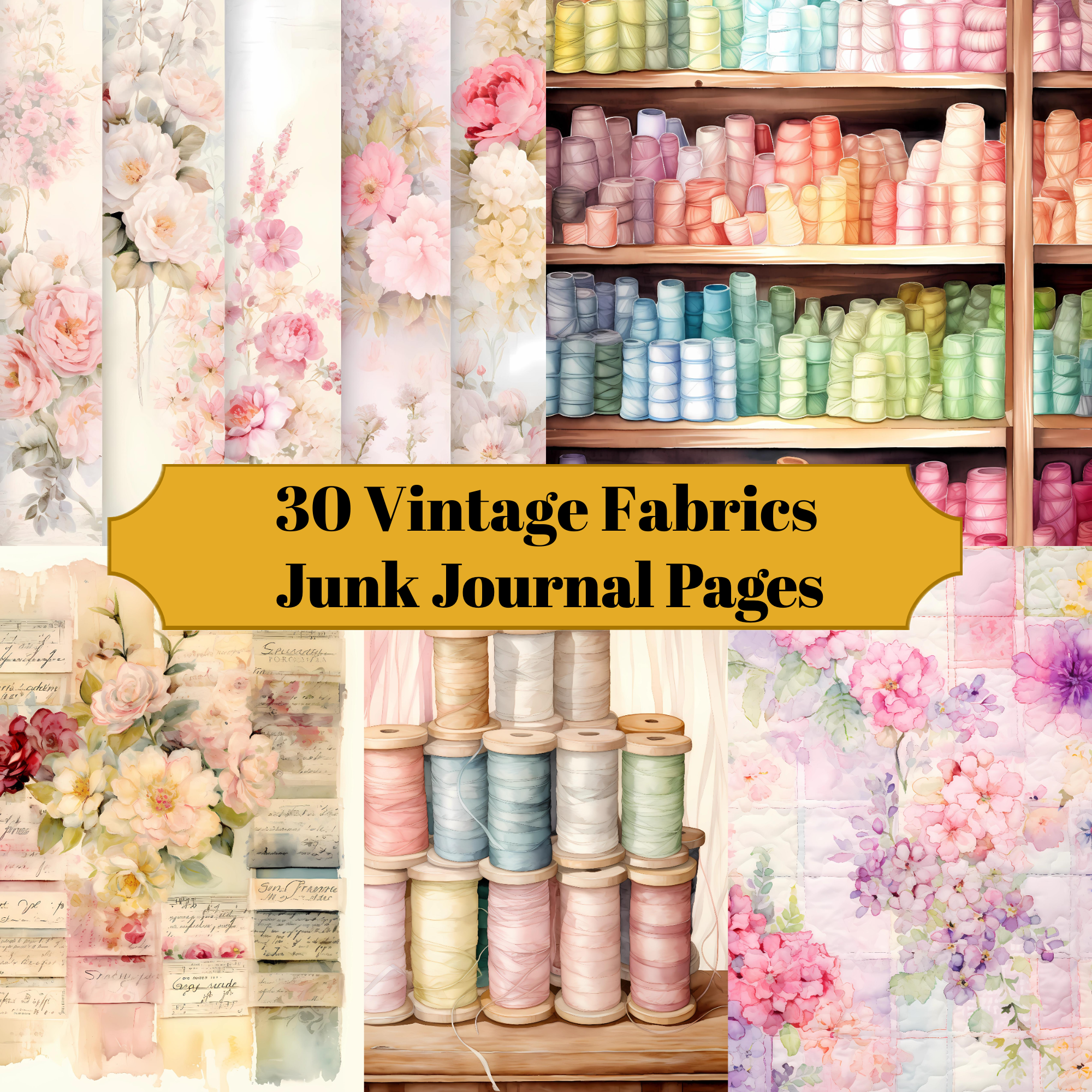 Vintage Fabrics Junk Journal Pages