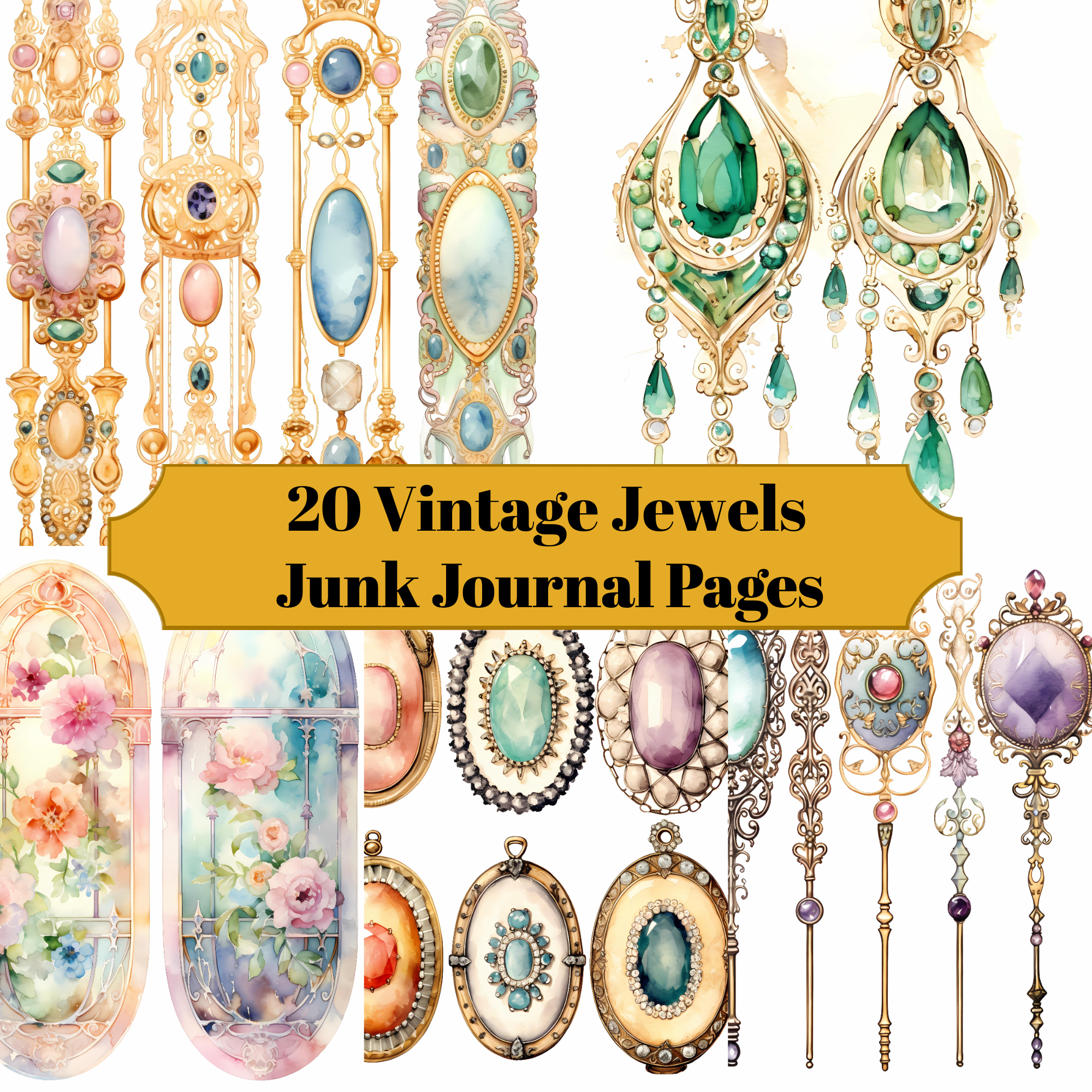 Vintage Jewels Junk Journal Pages