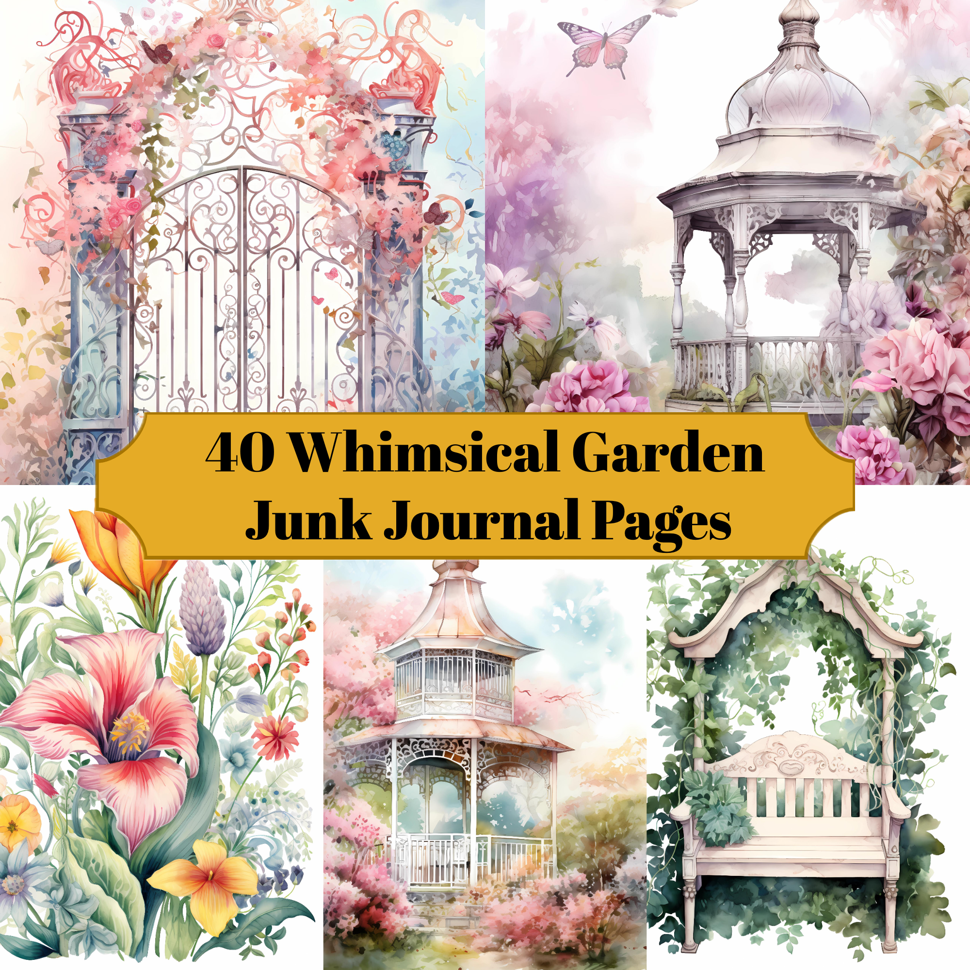 Whimsical Garden Junk Journal Pages
