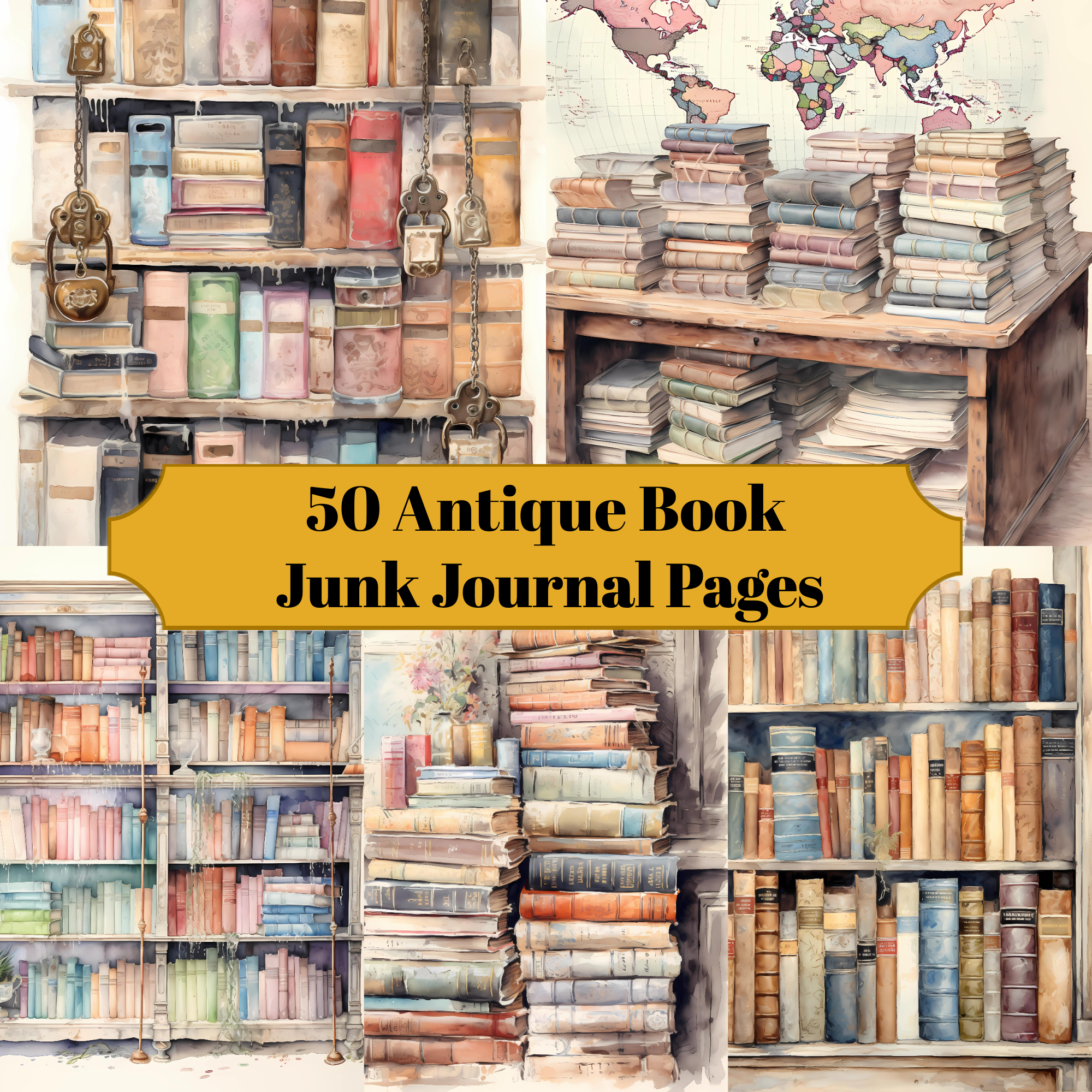 Antique Book Junk Journal Pages