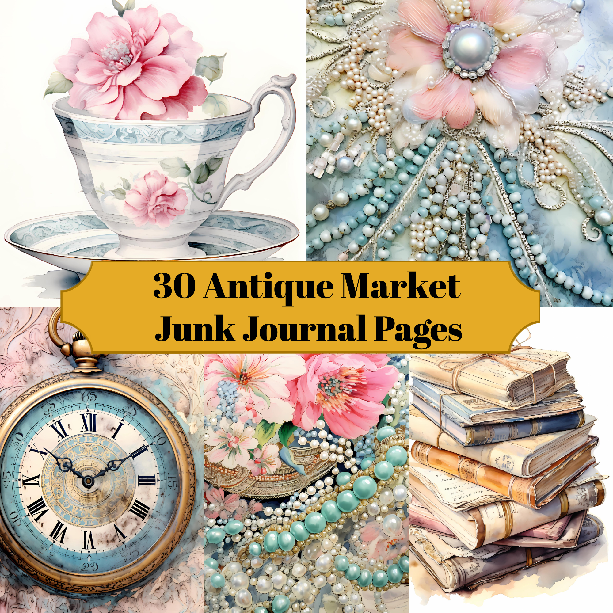 Antique Market Junk Journal Pages