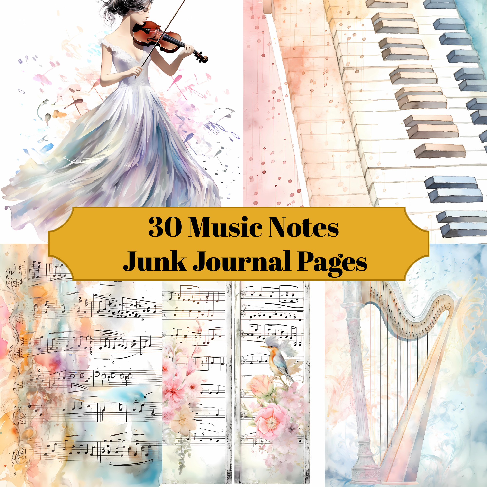 Music Notes Junk Journal Pages