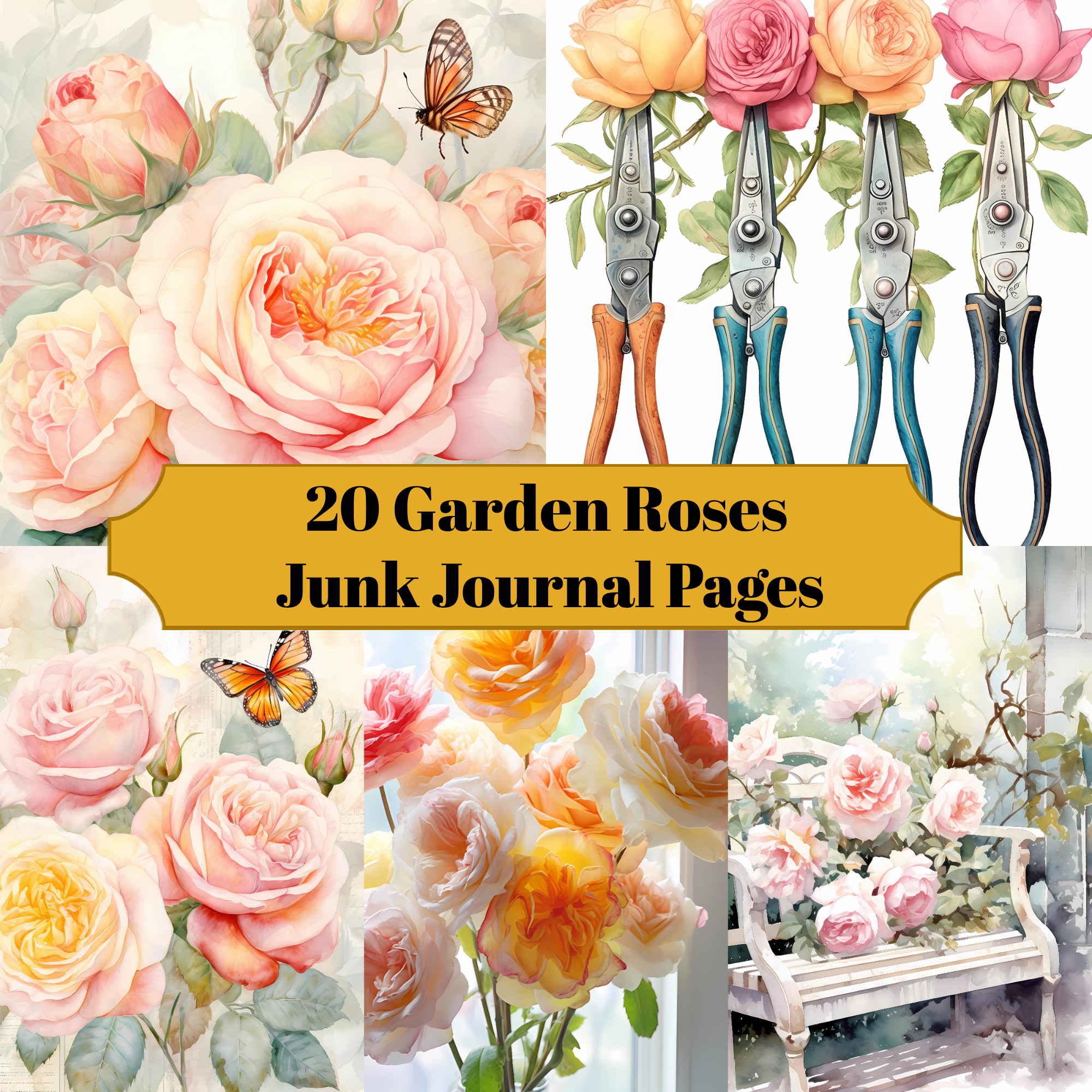 Garden Roses Junk Journal Pages