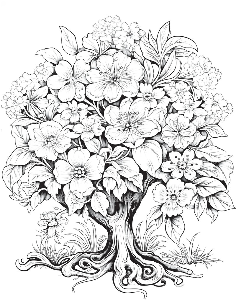 Blooming Tree Coloring Book - CraftNest - Digital Crafting and Art