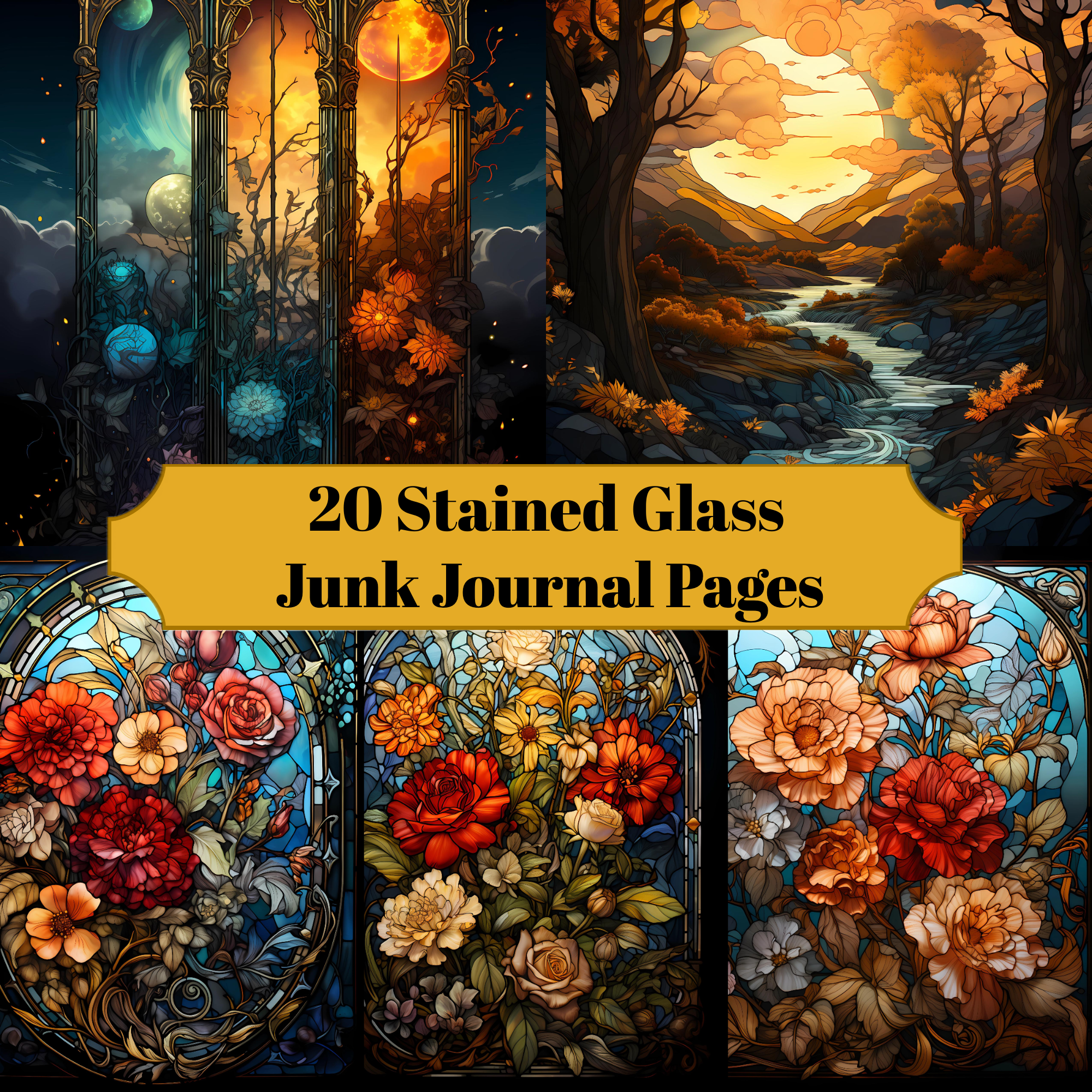 Stained Glass Junk Journal Pages