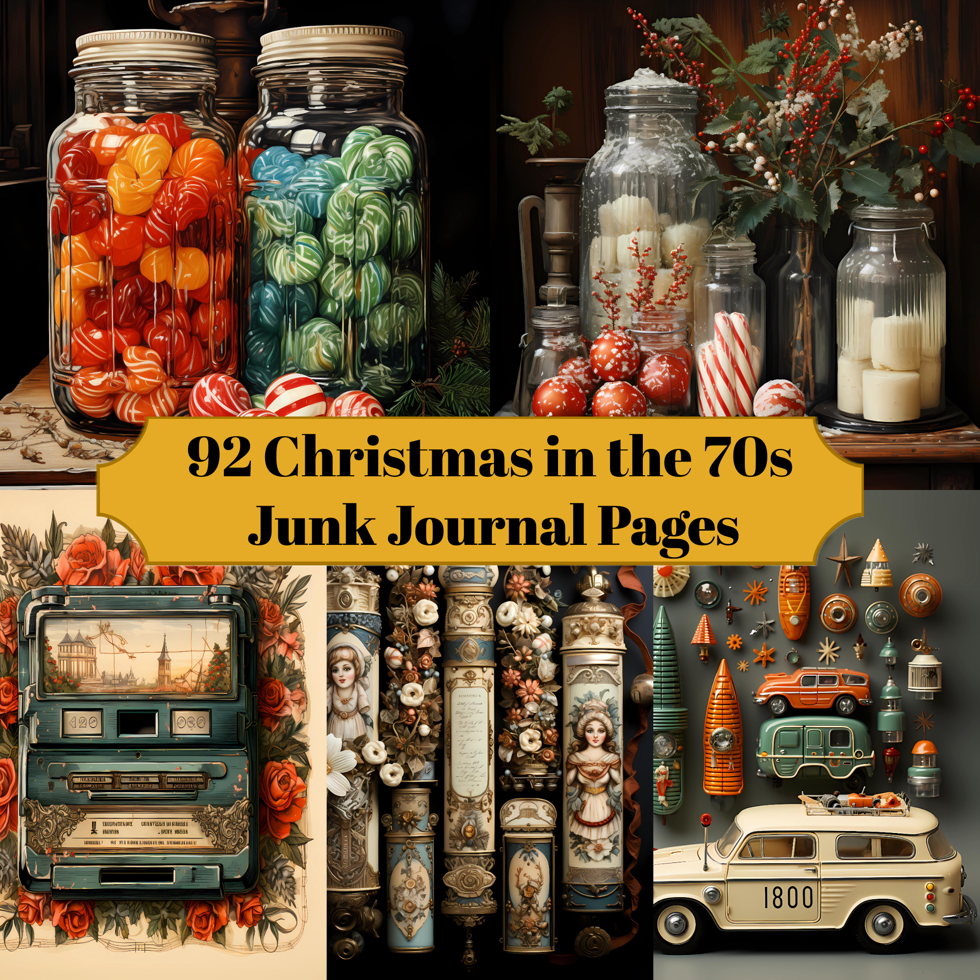 Christmas In The 70s Junk Journal Pages