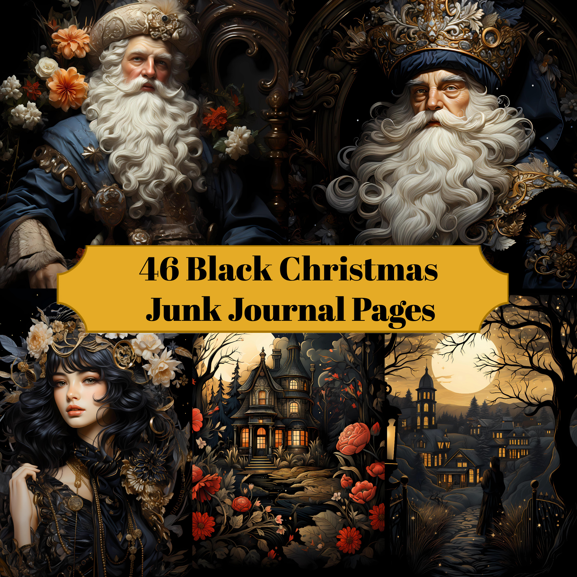 Black Christmas Junk Journal Pages
