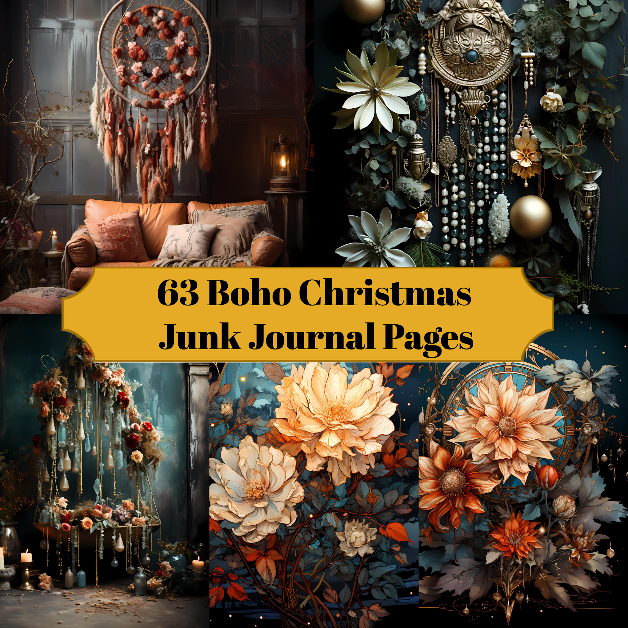 Boho Christmas Junk Journal Pages