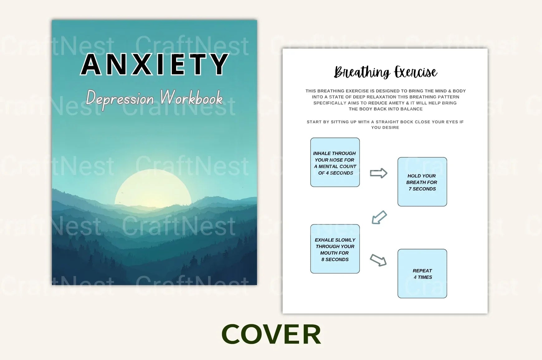 Anxiety and Depression Workbook for Mental Health - CraftNest - Digital Crafting and Art