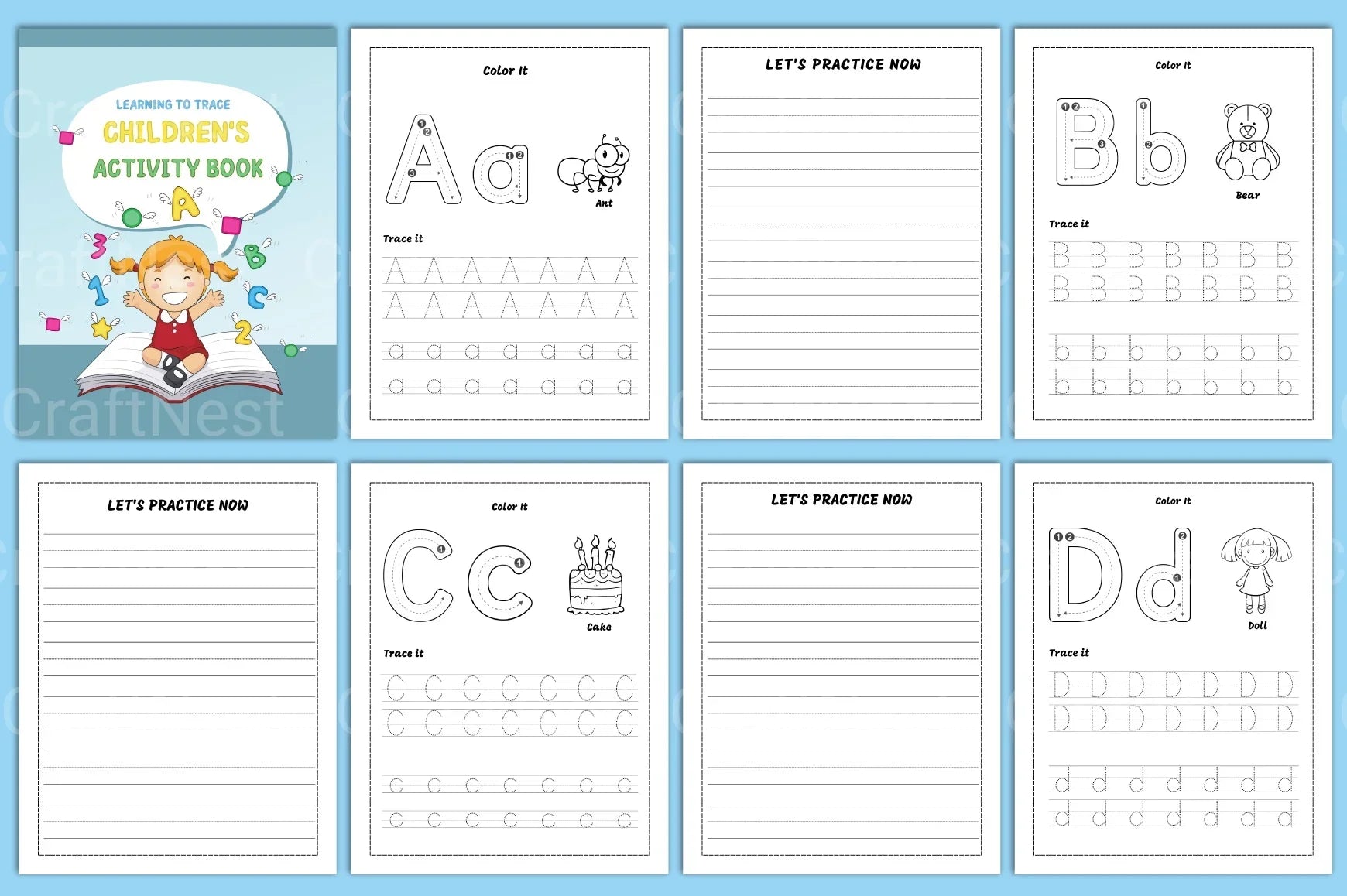 Learning to Trace: Children's Activity Book - CraftNest - Digital Crafting and Art