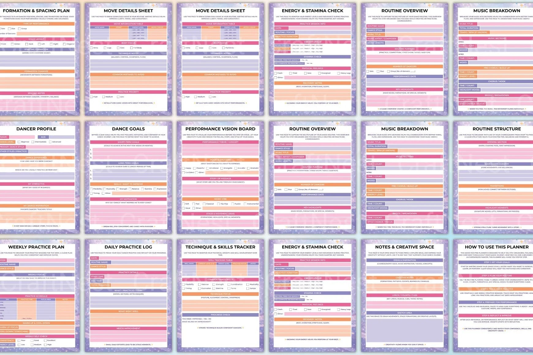 Dance Routine Planner - CraftNest - Digital Crafting and Art