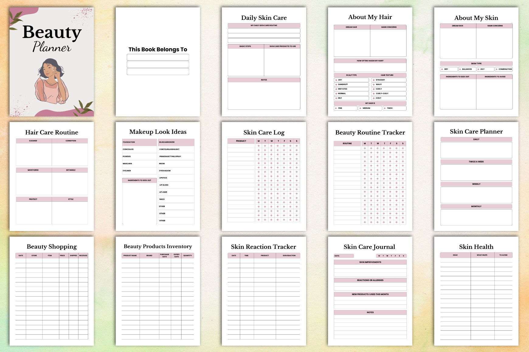 Skin Care Beauty Planner