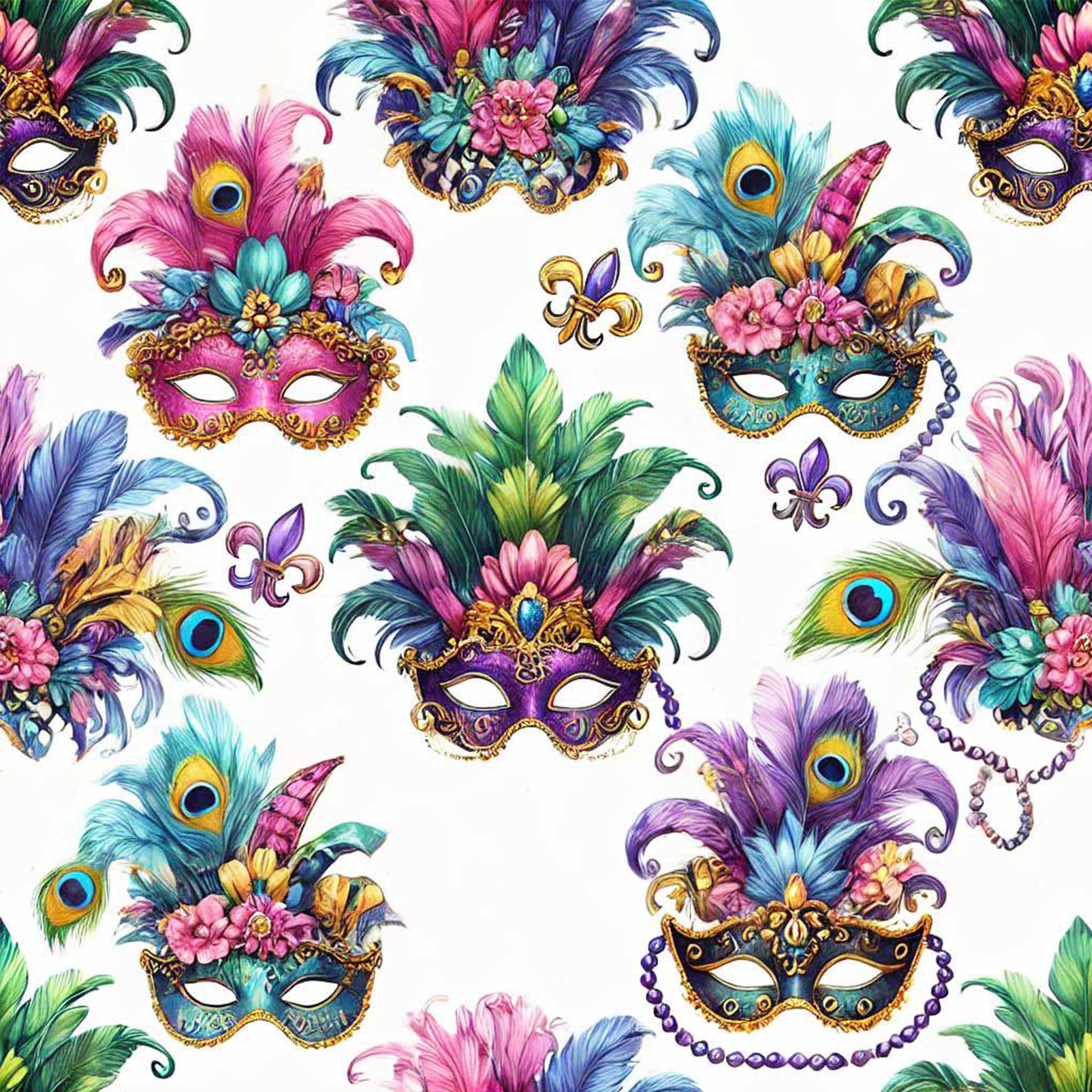 Mardi Gras Seamless Digital Paper