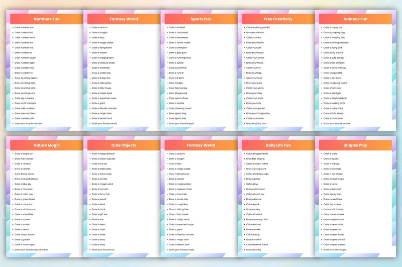 Kids Coloring Activity Prompts - CraftNest - Digital Crafting and Art