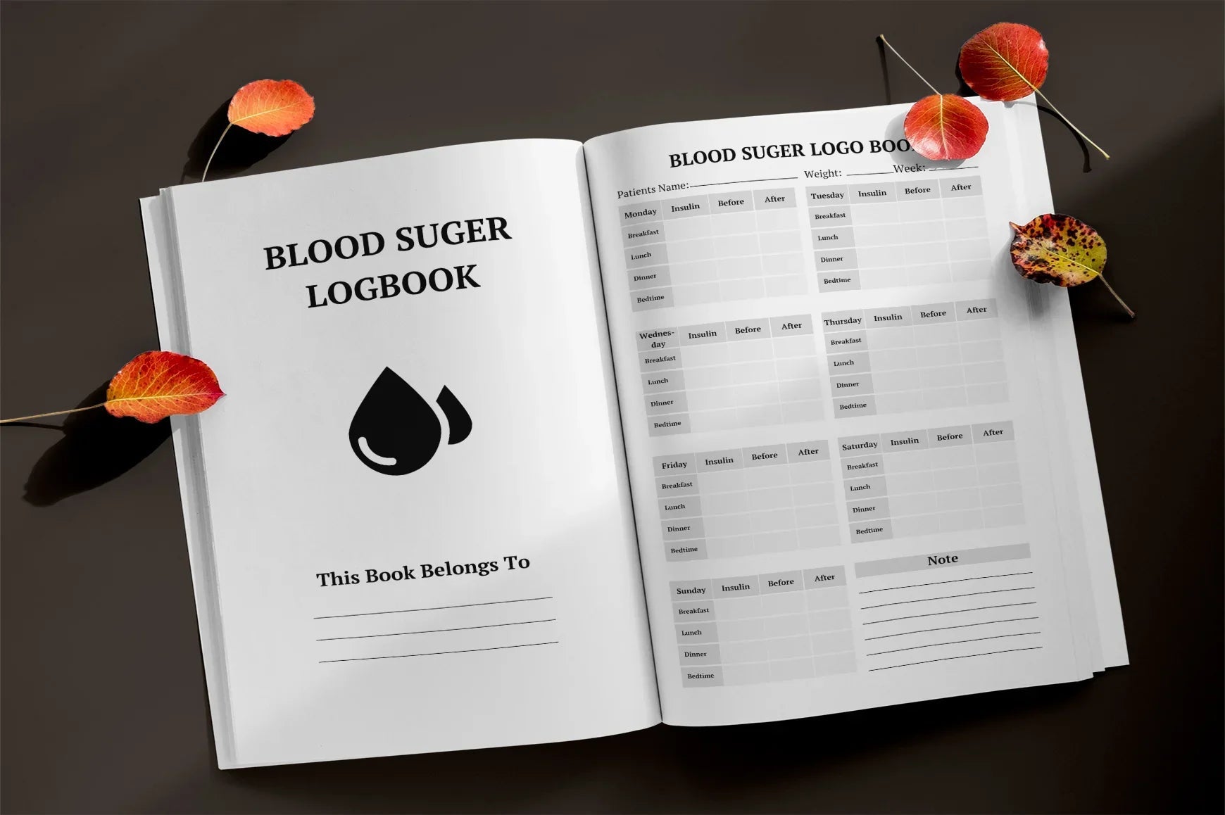 Blood Sugar Logbook Planner - CraftNest - Digital Crafting and Art