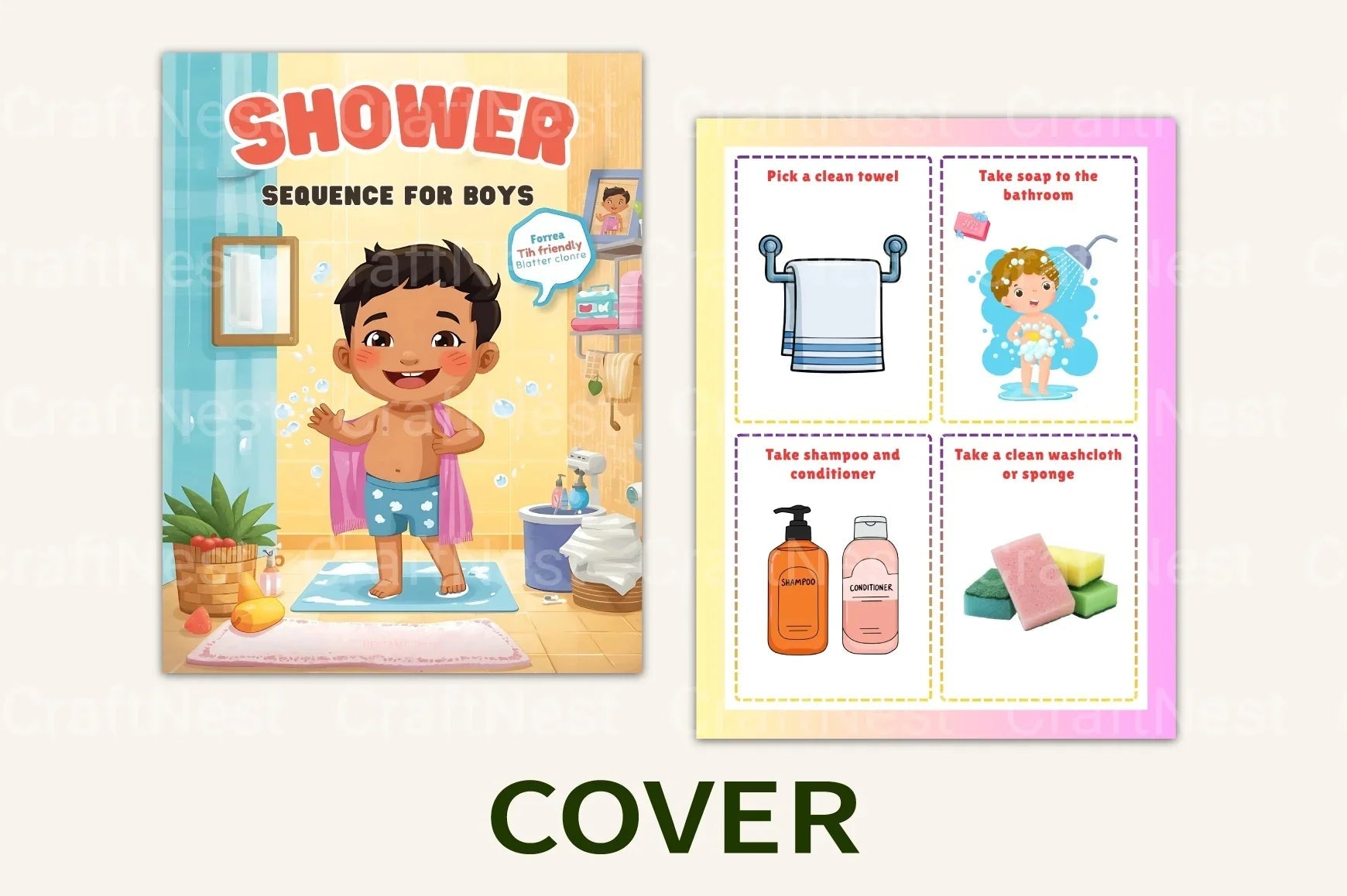 Shower Sequence Cards for Boys - CraftNest - Digital Crafting and Art