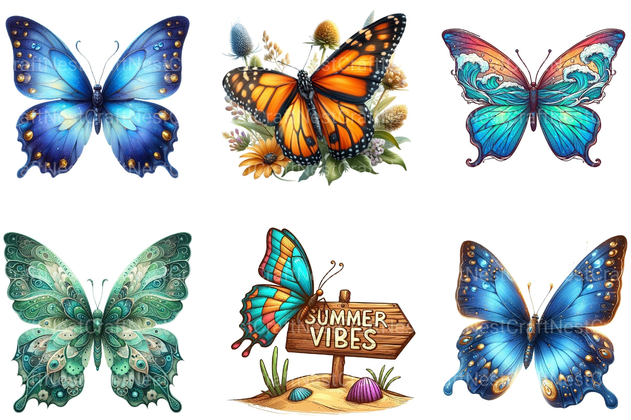 Summer Butterfly Clipart Bundle 1