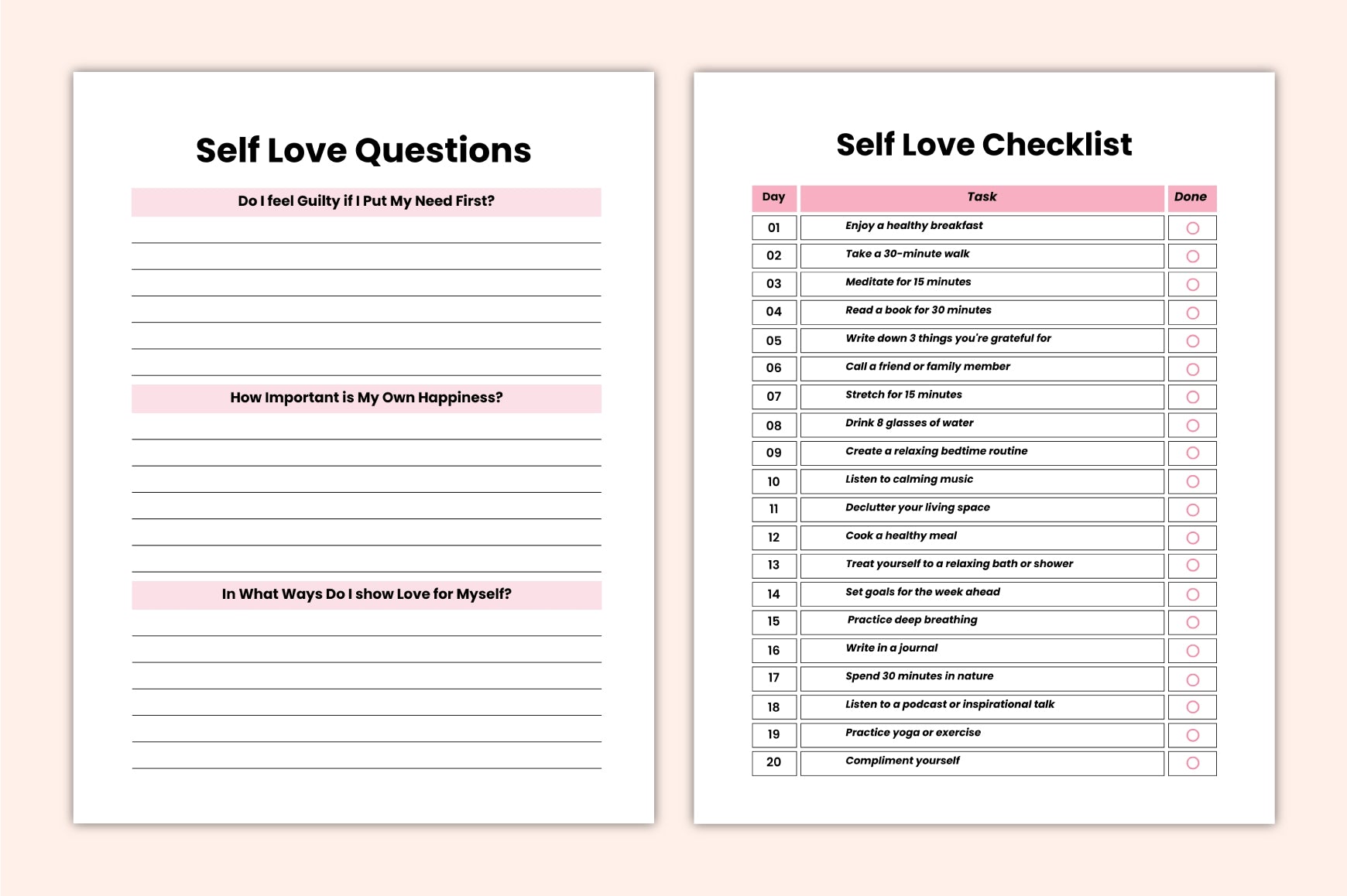 Self Love Reflection Journal
