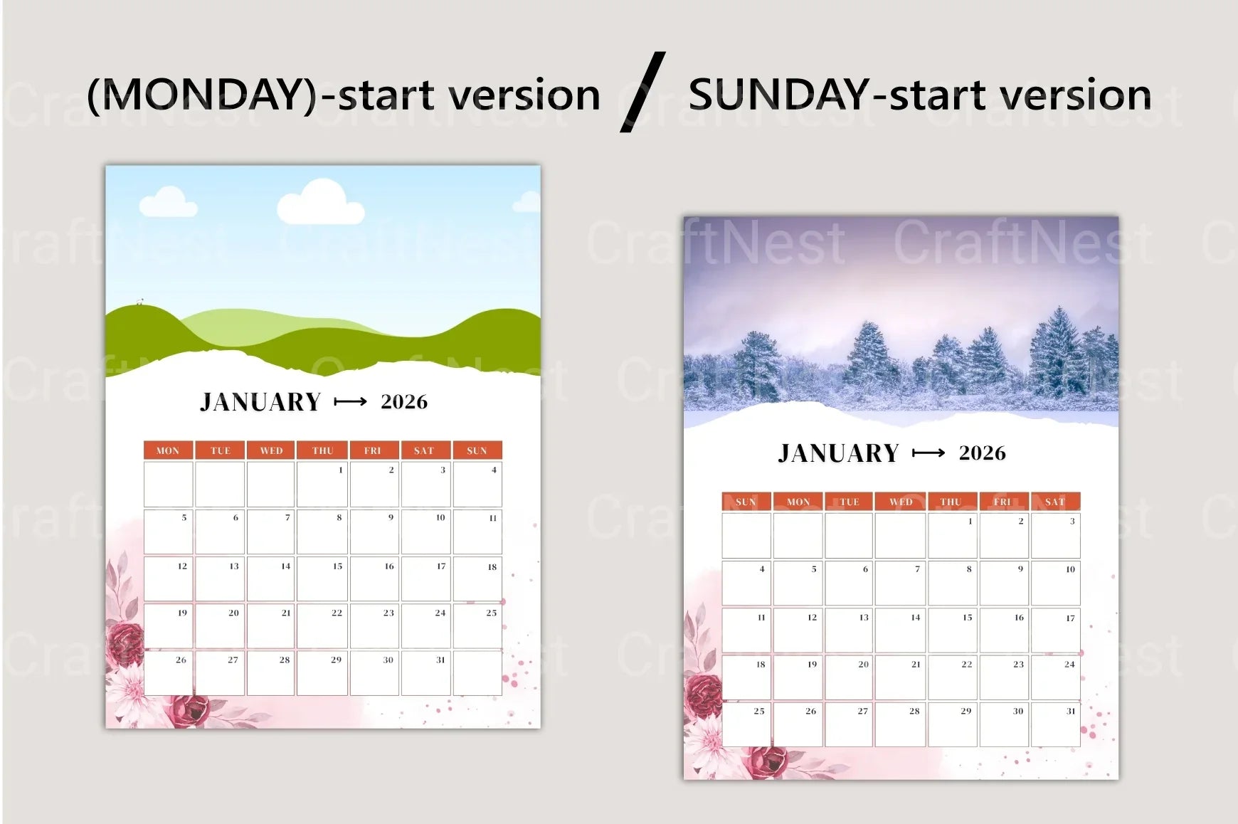 Photo Calendar Design - CraftNest - Digital Crafting and Art