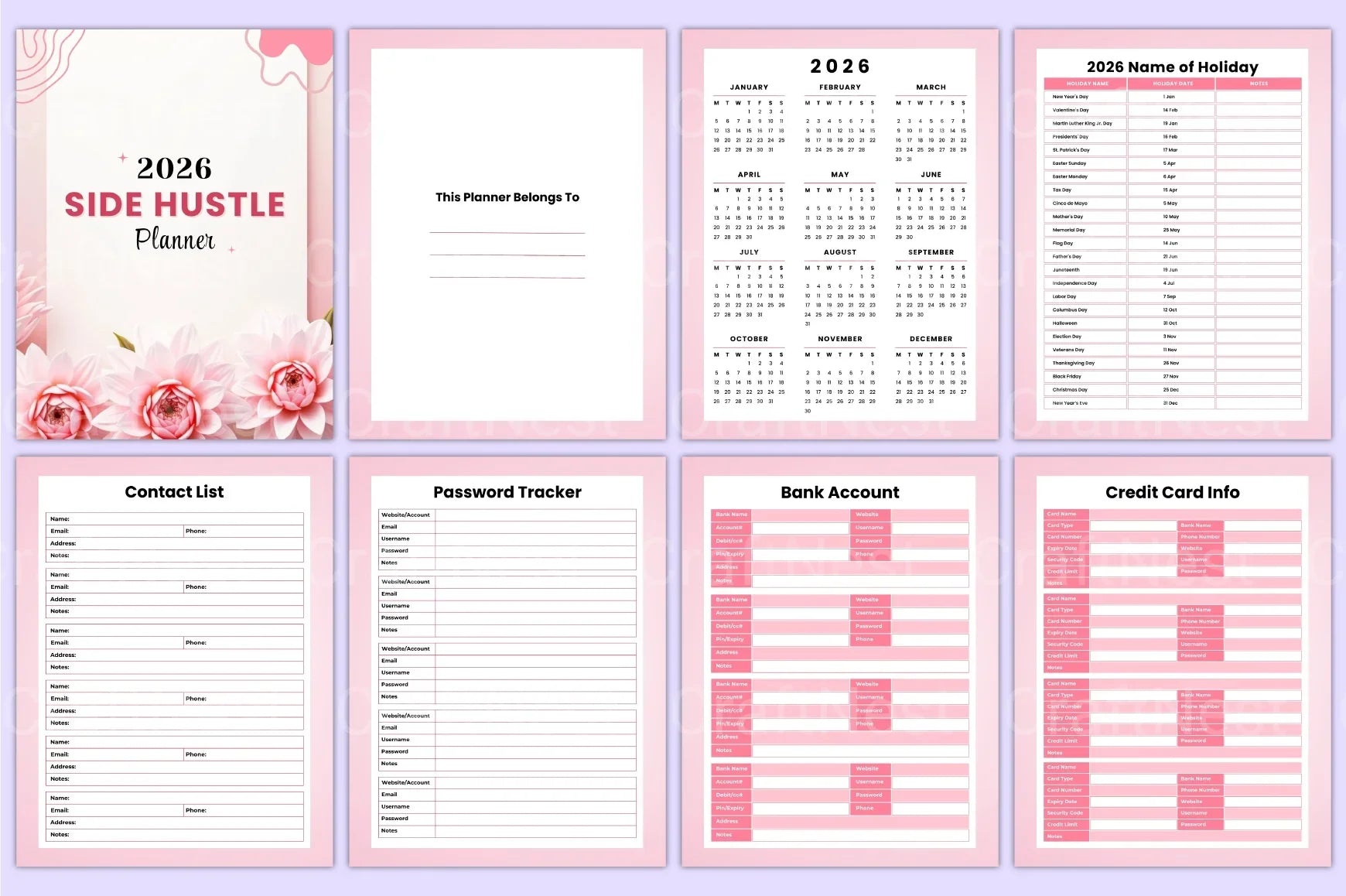 Side Hustle Planner for Entrepreneurs - CraftNest - Digital Crafting and Art