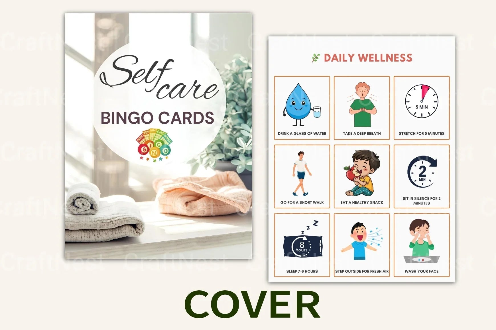 Self Care Bingo Cards for Wellness and Relaxation - CraftNest - Digital Crafting and Art
