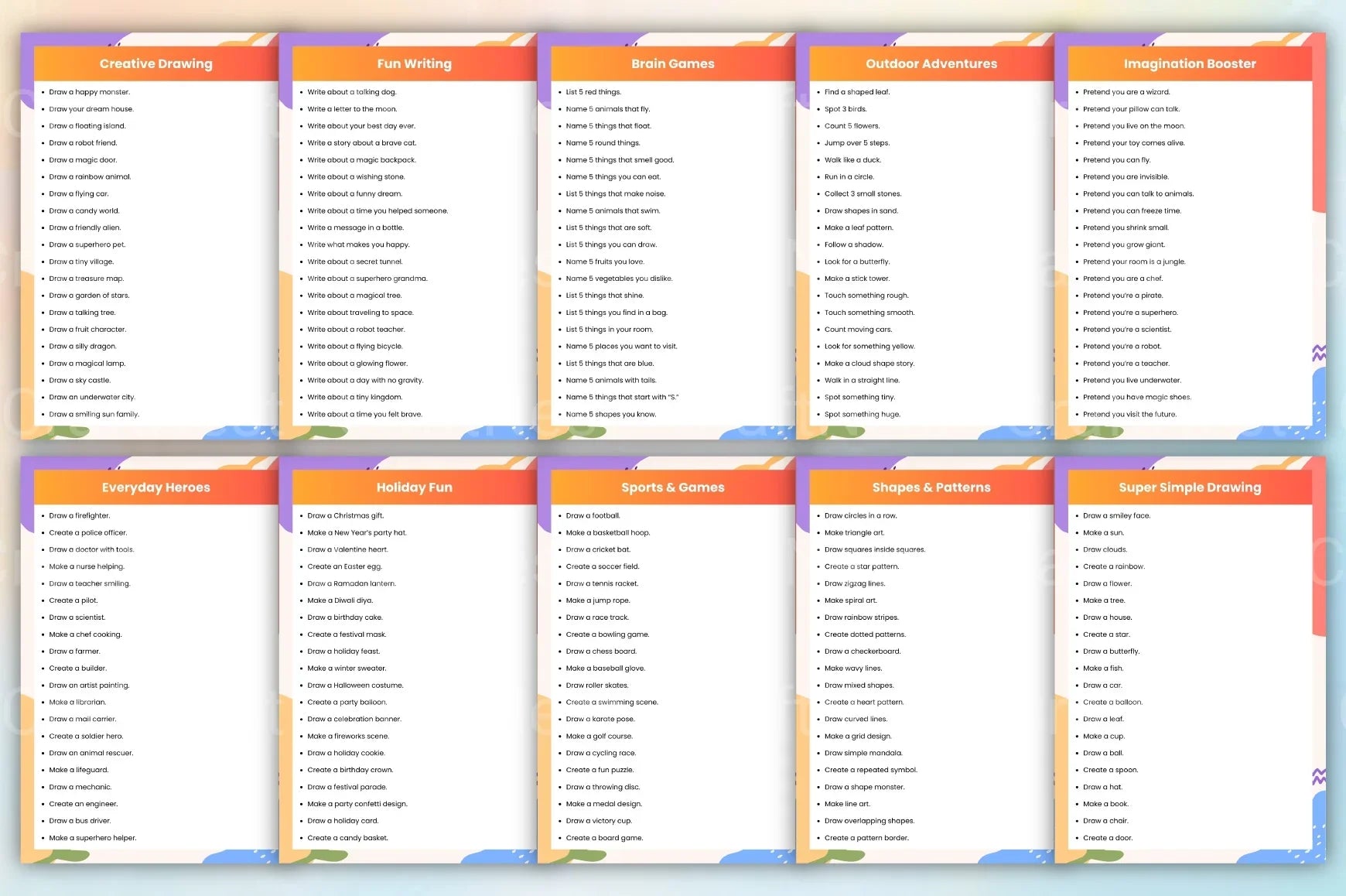 Creative Kids Activity Prompts - CraftNest - Digital Crafting and Art