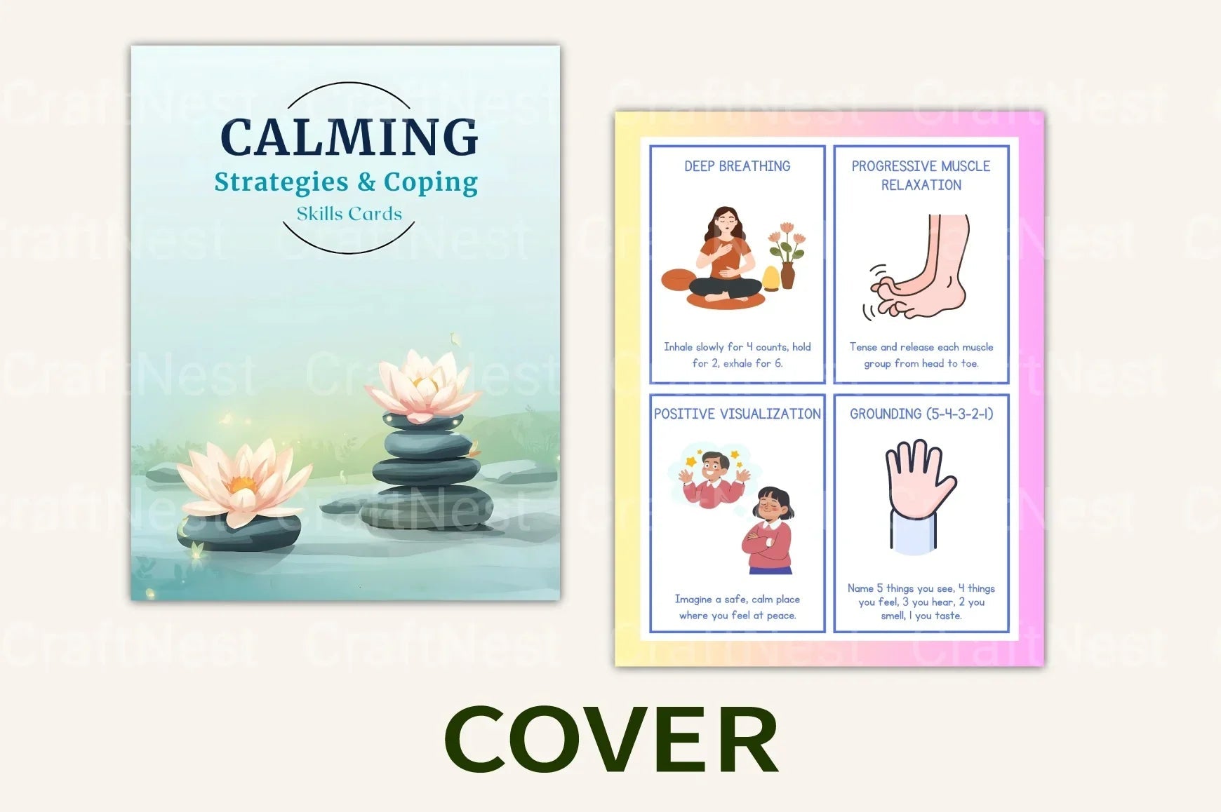 Calming Strategies Coping Skills Cards for Stress Relief - CraftNest - Digital Crafting and Art