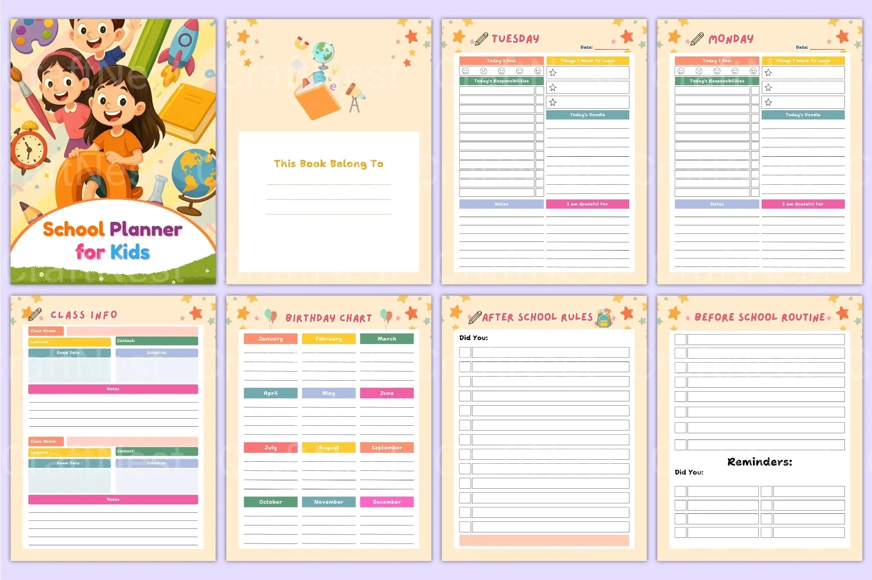 School Planner for Kids - CraftNest - Digital Crafting and Art