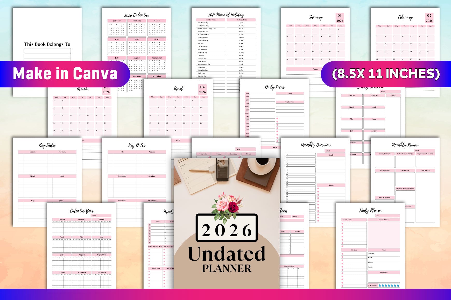Undated Planner for Organization