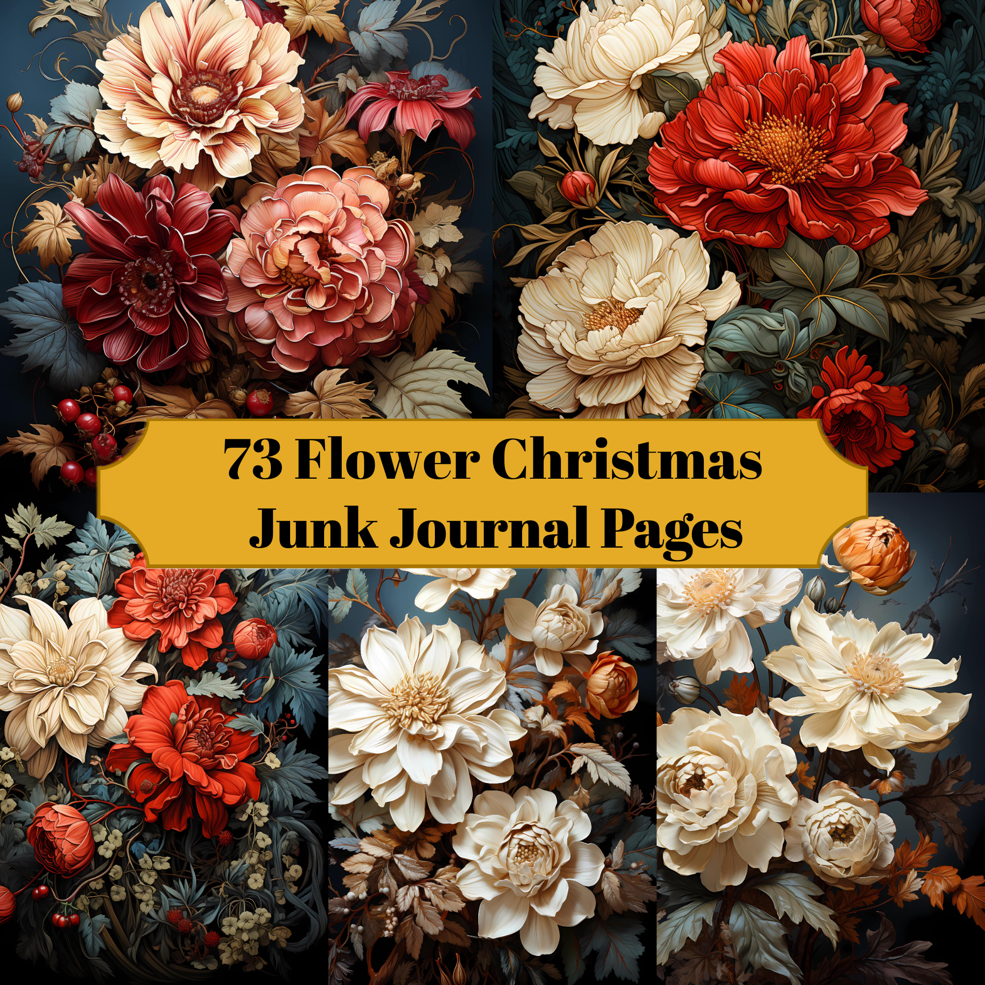 Flower Christmas Junk Journal Pages