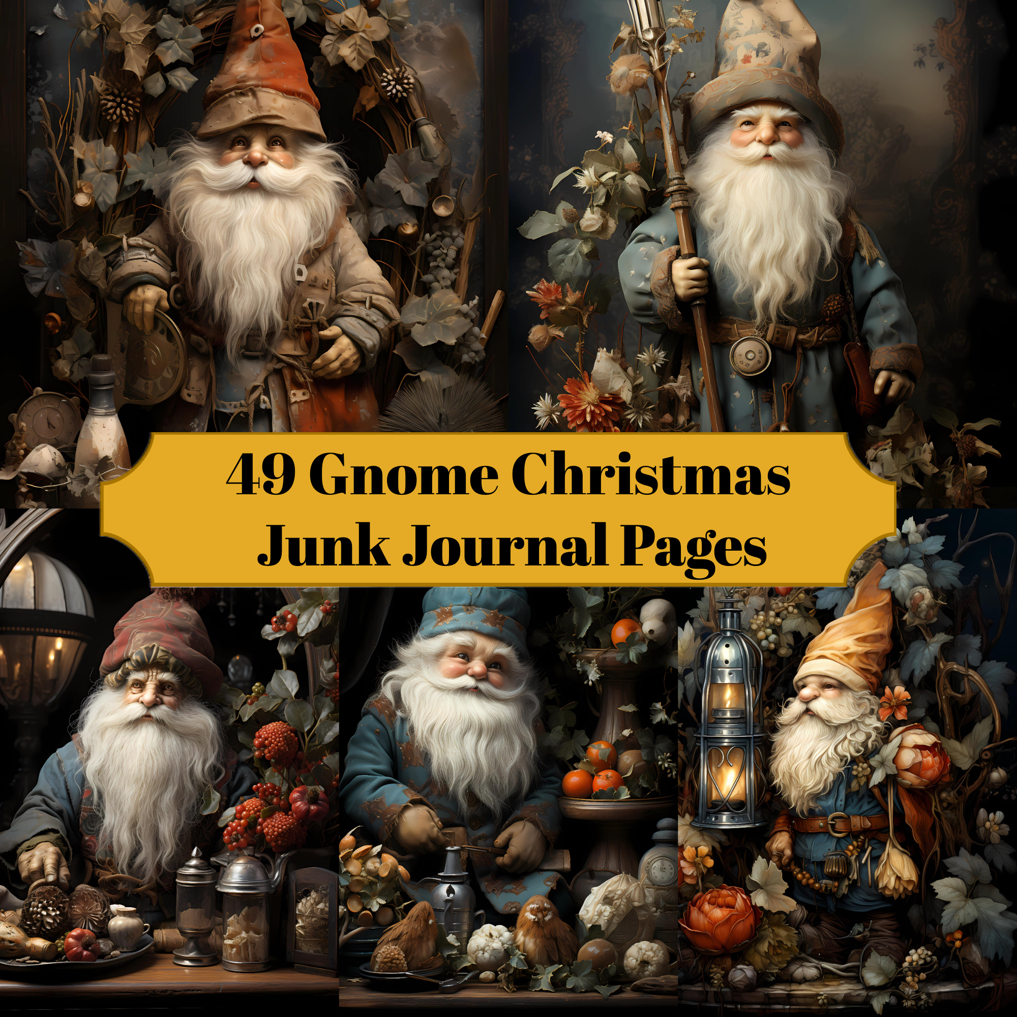 Gnome Christmas Junk Journal Pages