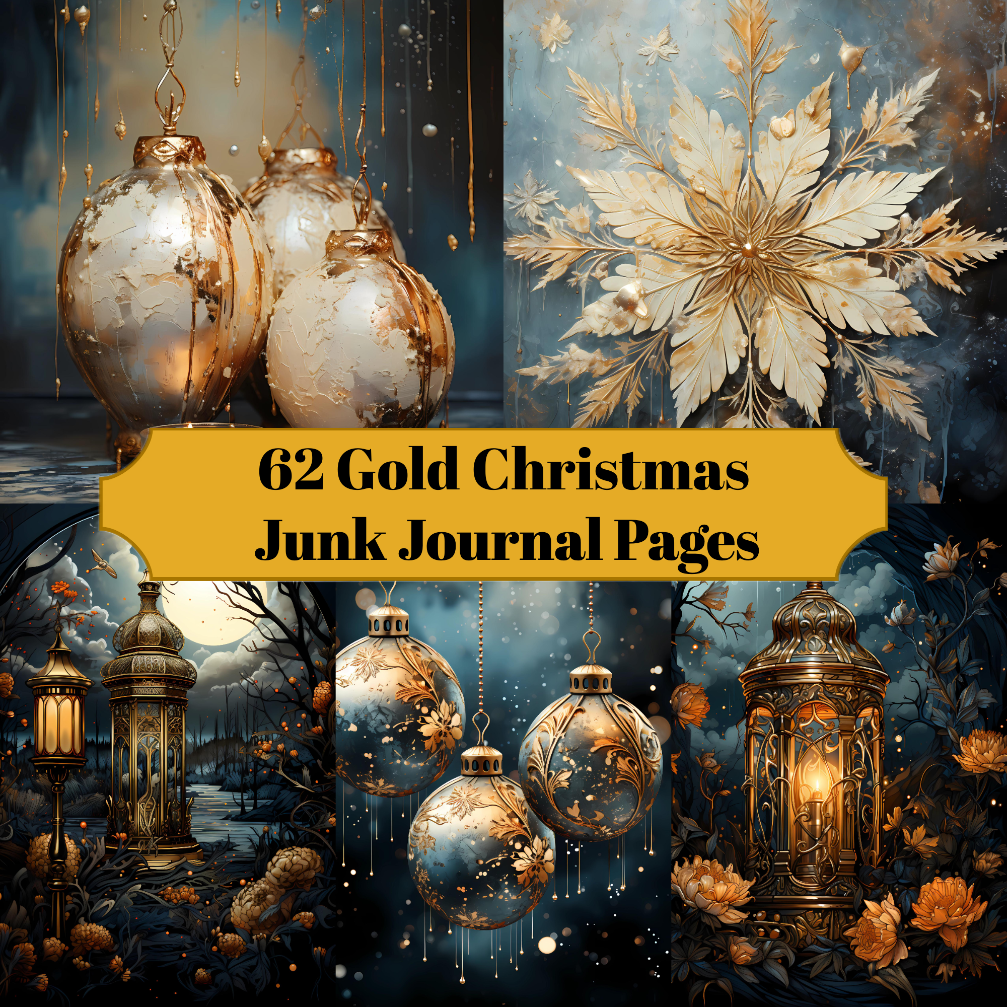 Gold Christmas Junk Journal Pages