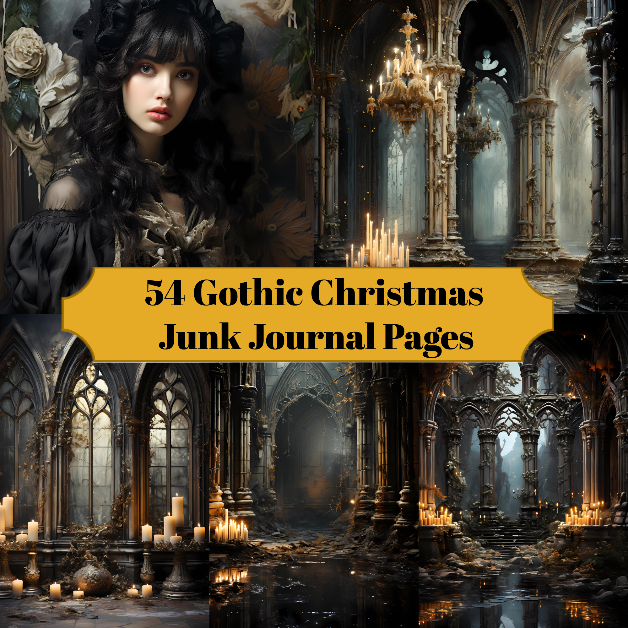 Gothic Christmas Junk Journal Pages