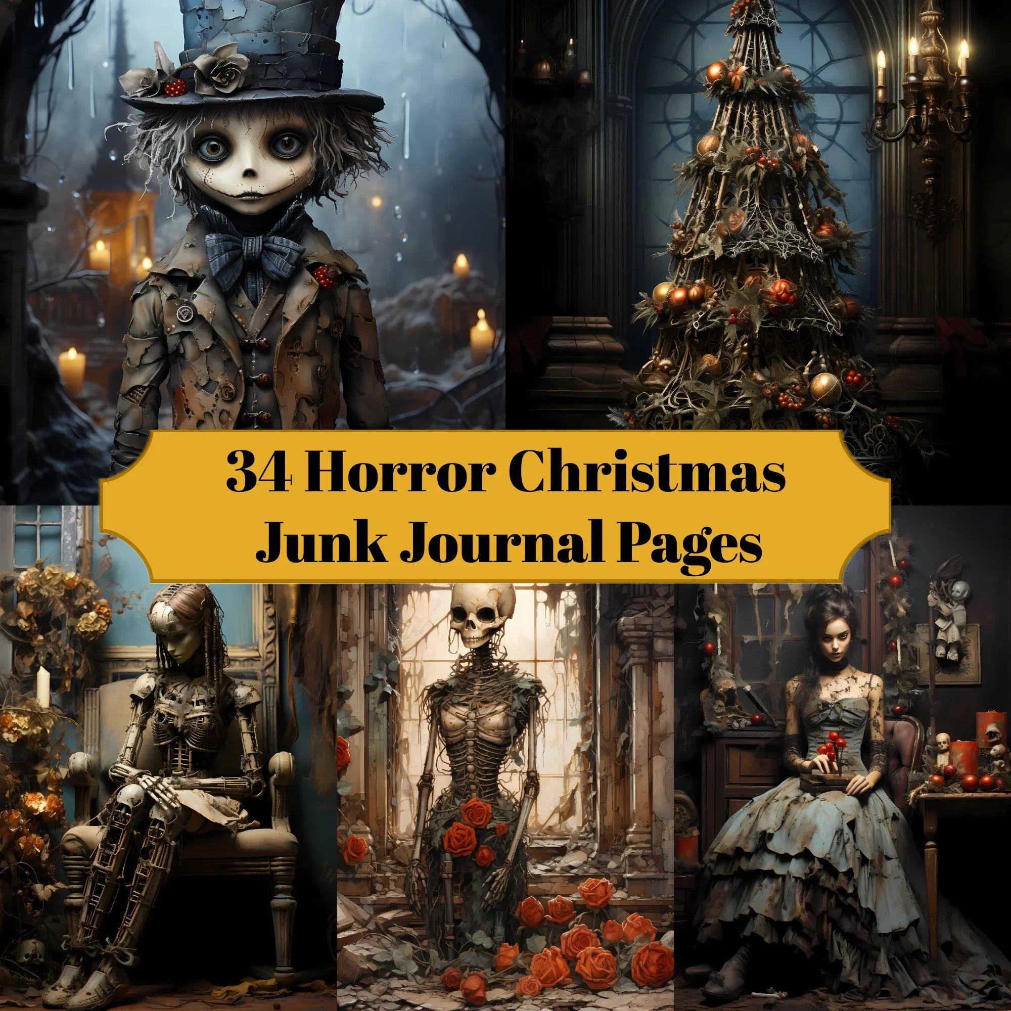 Horror Christmas Junk Journal Pages - CraftNest