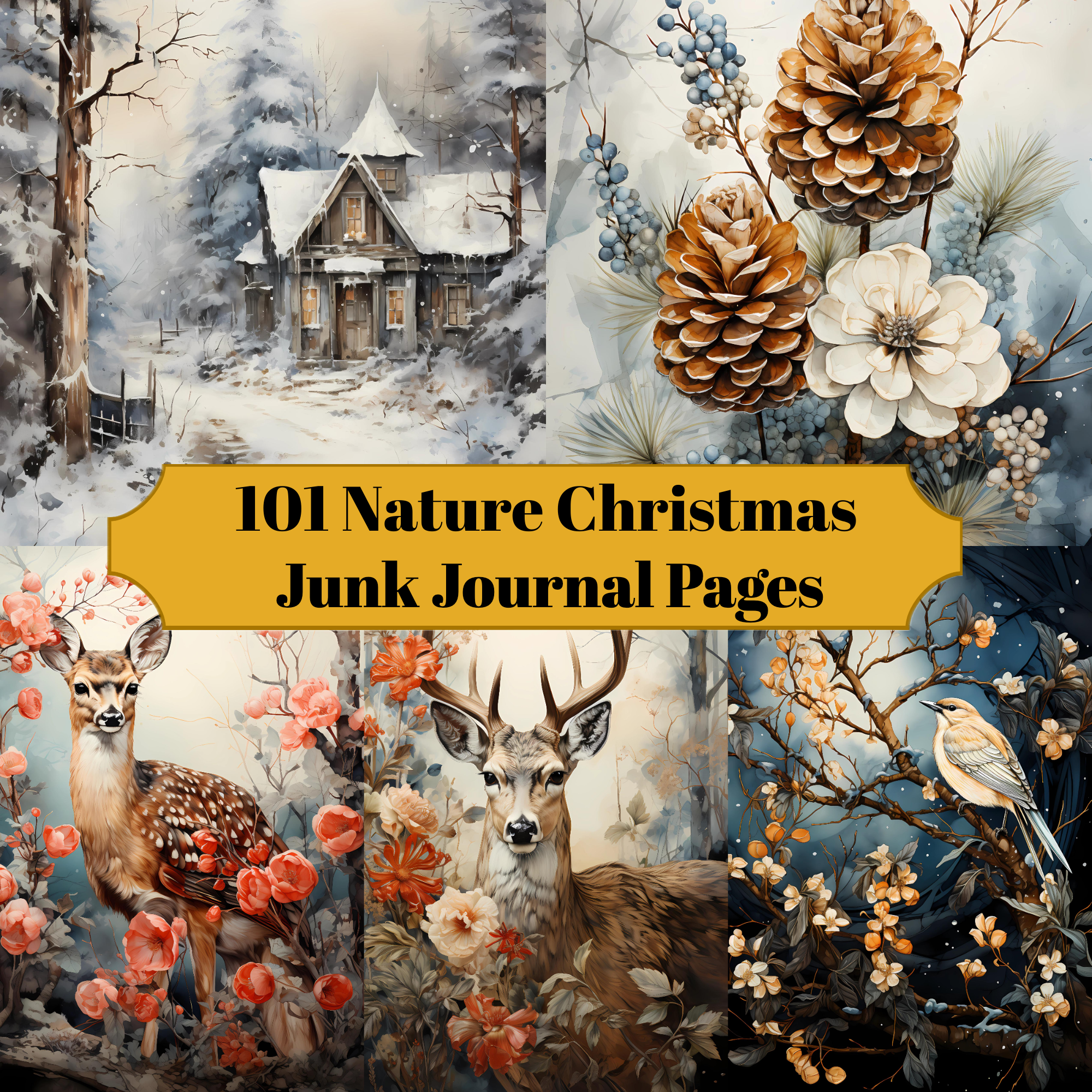 Nature Christmas Junk Journal Pages
